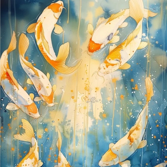"SUNLIT KOI"
24"X36" QUALITY CANVAS ART PRINT READY TO HANG
Print of watercolor - Picture 5 of 5